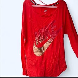 Nike Women's Red Long Sleeve Tee